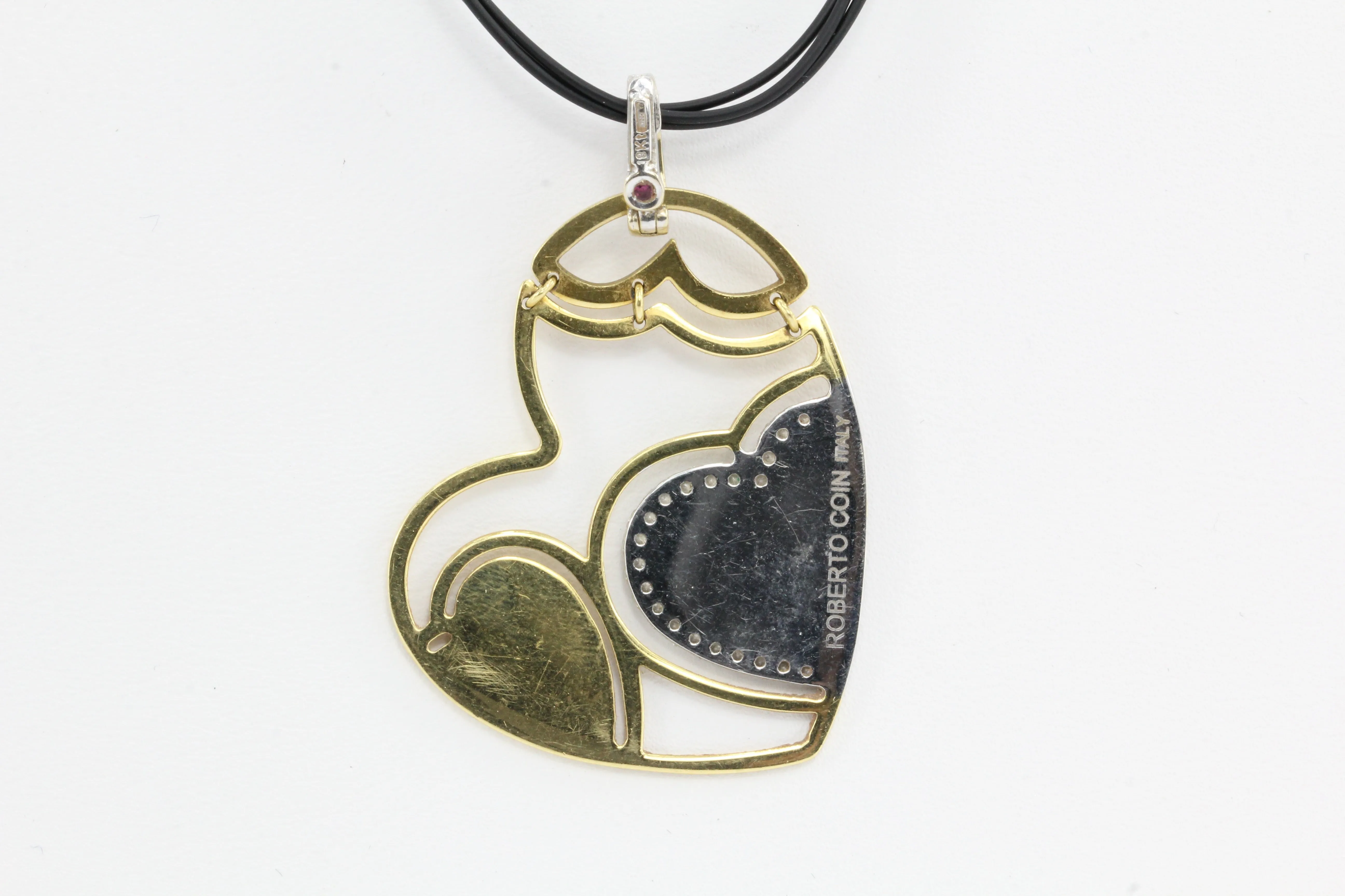 Roberto Coin 18K Gold Diamond & Pink Enamel Hinged Heart Necklace