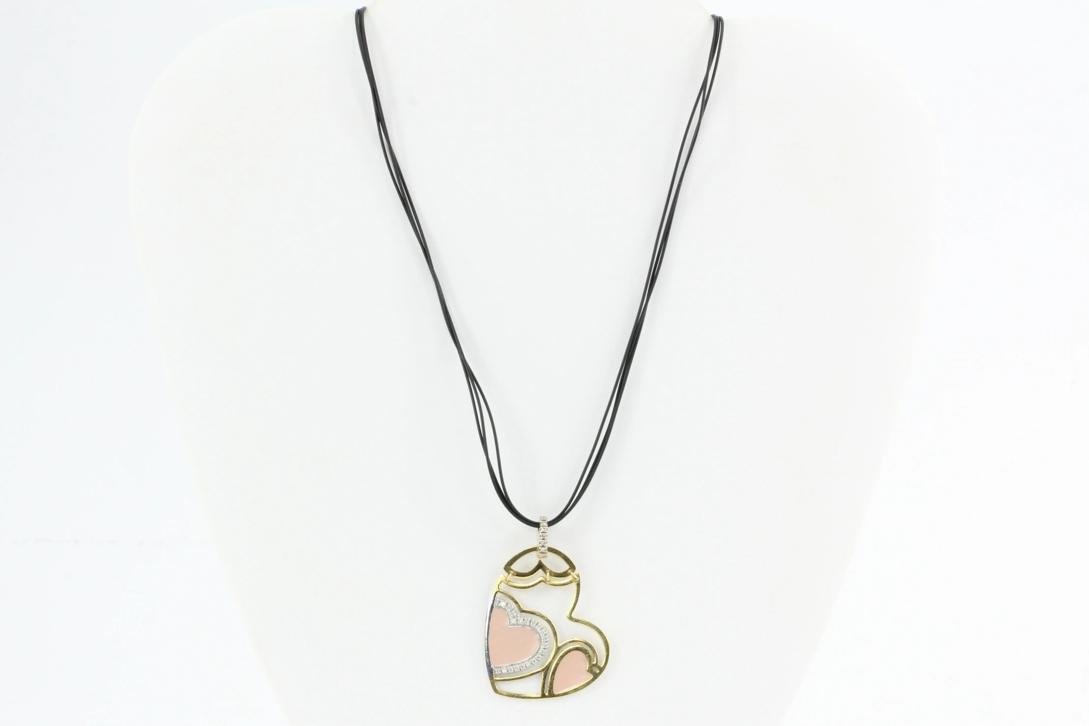 Roberto Coin 18K Gold Diamond & Pink Enamel Hinged Heart Necklace
