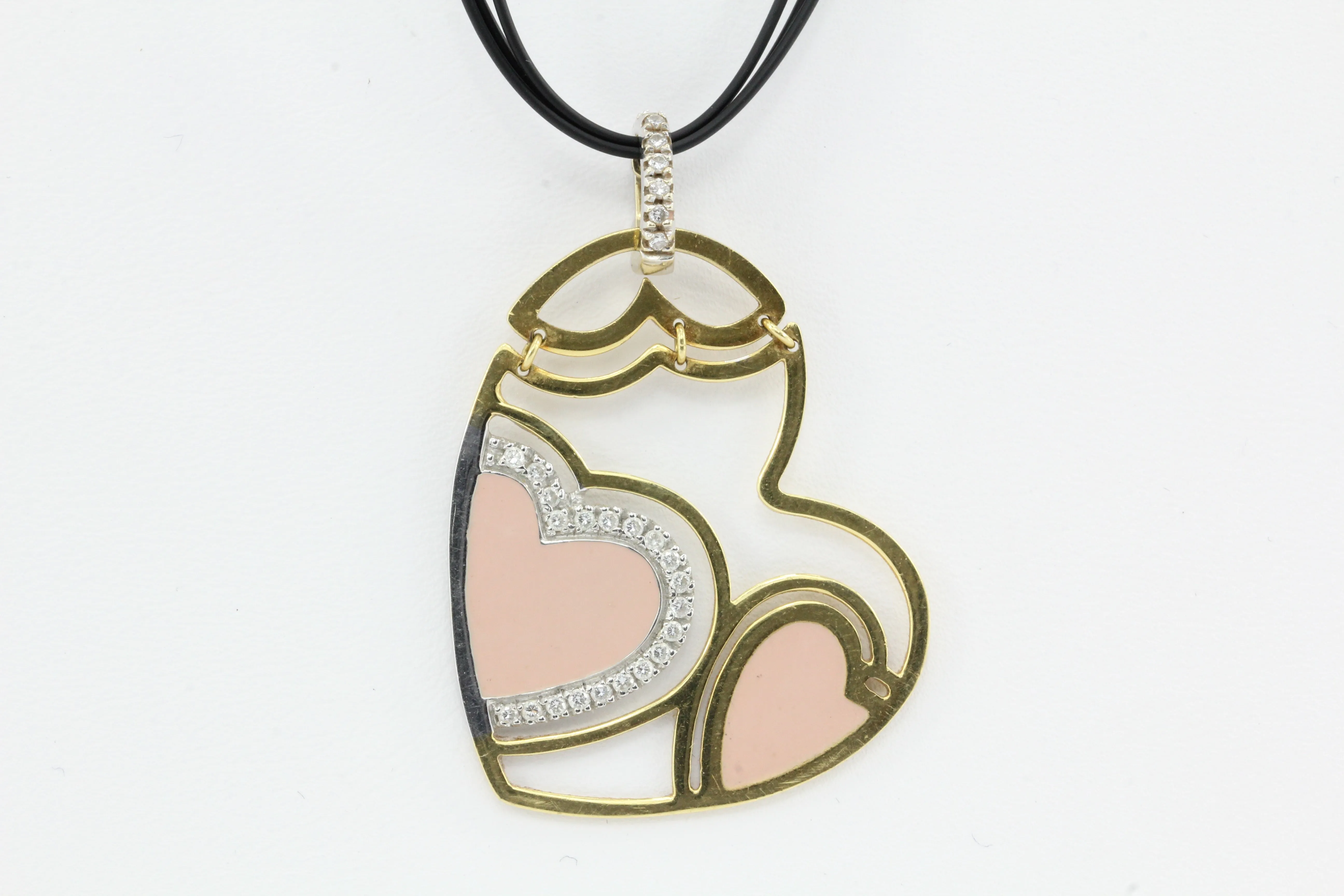 Roberto Coin 18K Gold Diamond & Pink Enamel Hinged Heart Necklace