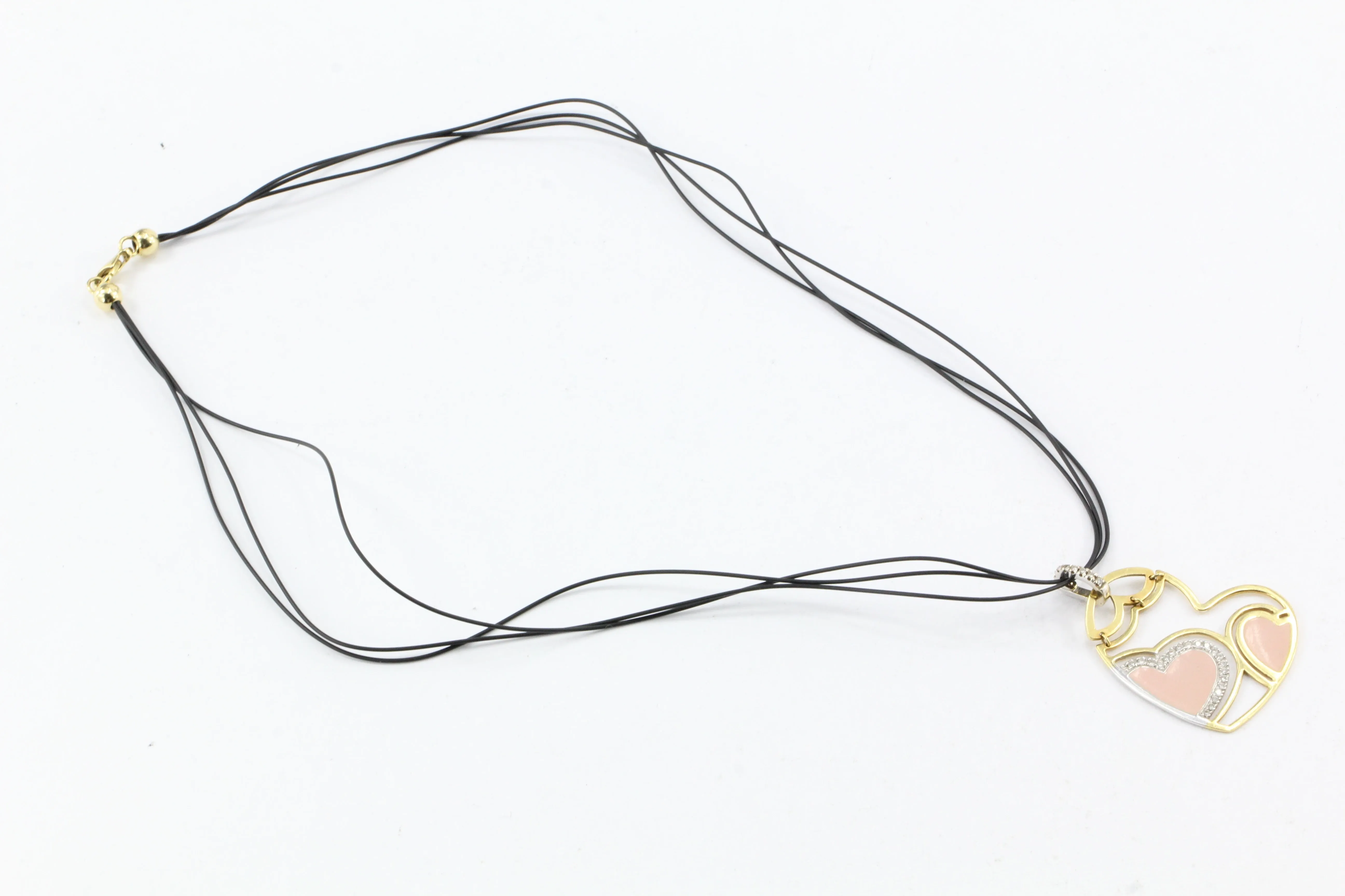 Roberto Coin 18K Gold Diamond & Pink Enamel Hinged Heart Necklace