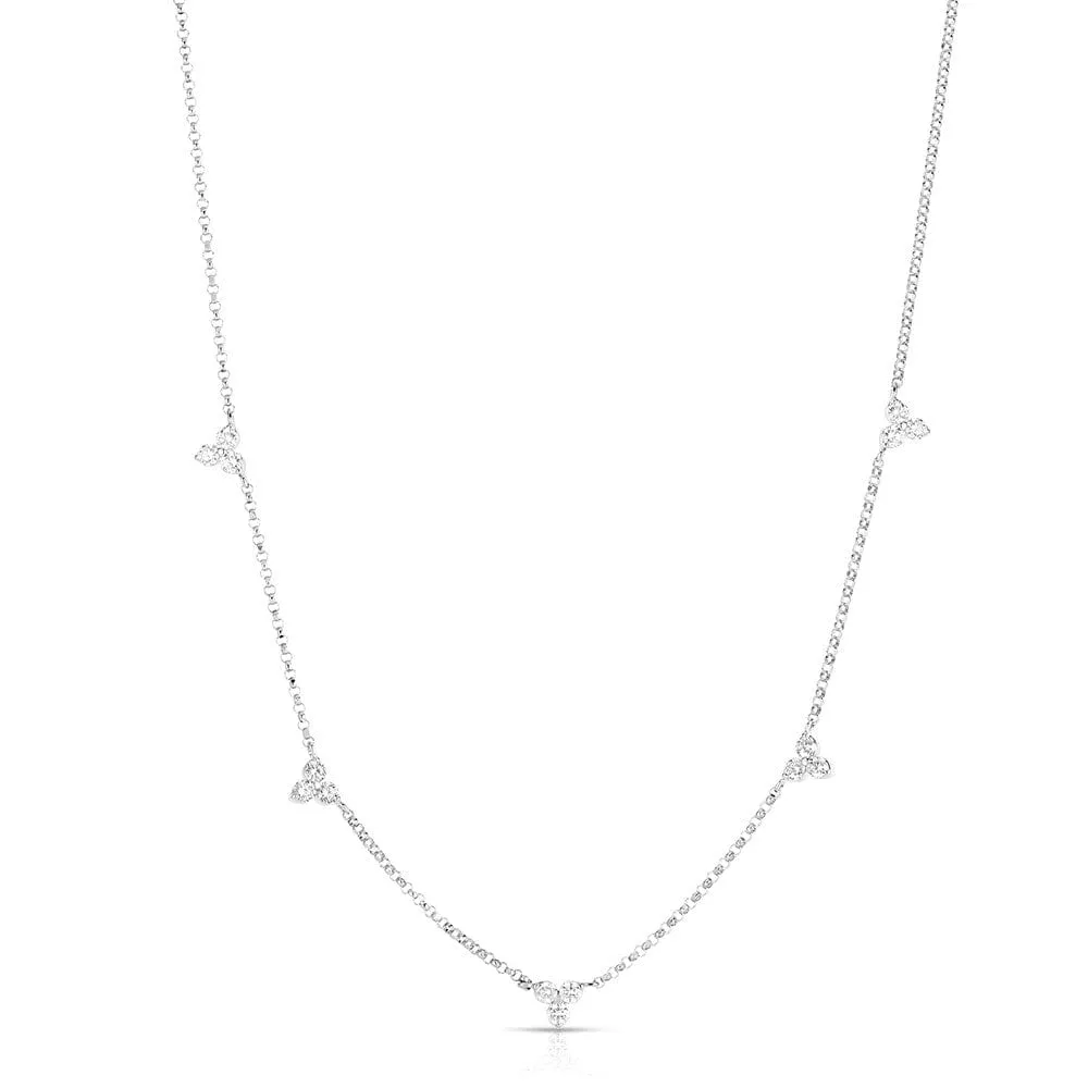 Roberto Coin 18K White Gold 5 Station Diamod Necklace
