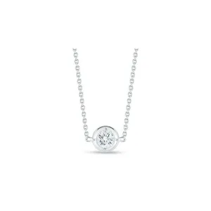 Roberto Coin 18K White Gold Diamond Bezel Solitaire Necklace