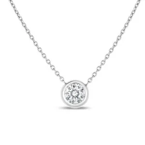 Roberto Coin 18K White Gold Diamond Bezel Solitaire Necklace