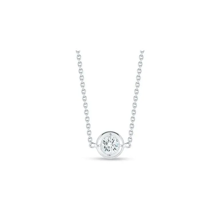 Roberto Coin 18K White Gold Diamond Bezel Solitaire Necklace