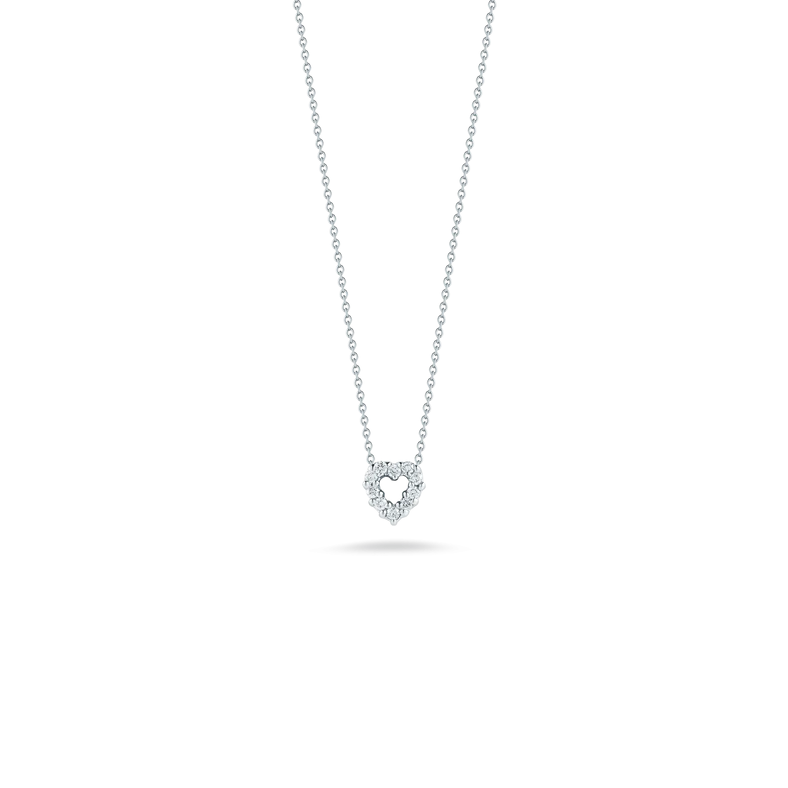 Roberto Coin 18k White Gold Tiny Treasures Diamond Baby Heart Pendant 16-18" Adjustable Chain (D=.11)