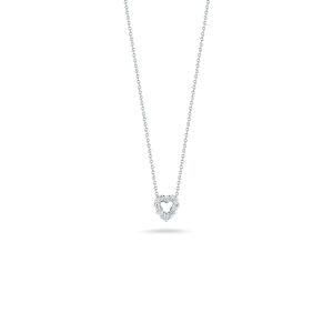 Roberto Coin 18k White Gold Tiny Treasures Diamond Baby Heart Pendant 16-18" Adjustable Chain (D=.11)
