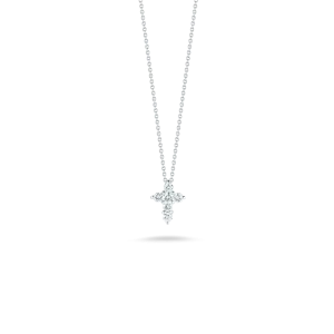 Roberto Coin 18k White Gold Tiny Treasures Diamond Cross Pendant 16-18" Adjustable Chain (D=.20)