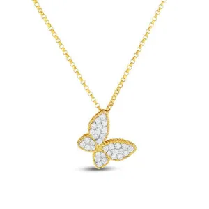 Roberto Coin 18K Yellow & White Pave Diamond Small Butterfly Pendant