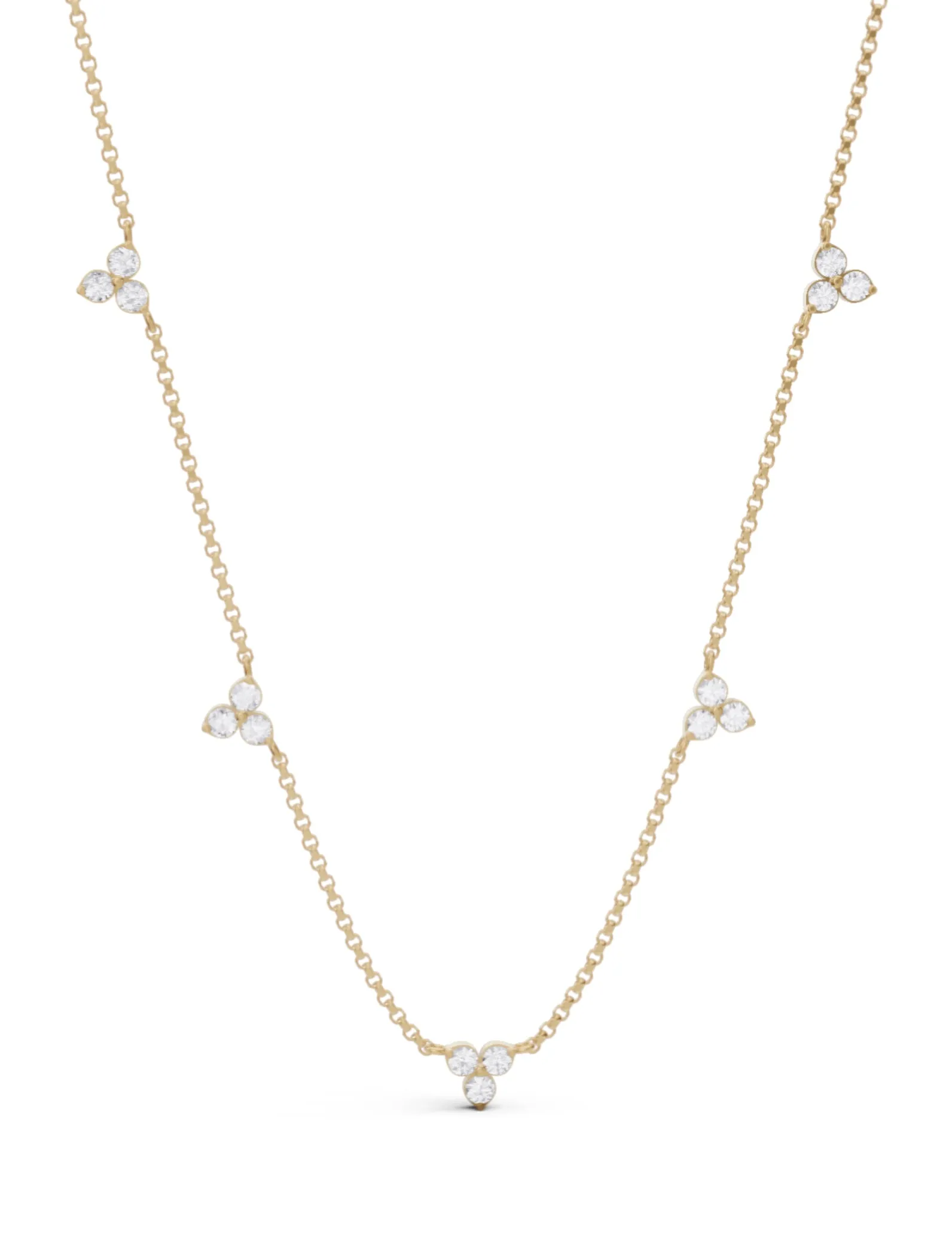 Roberto Coin 18k Yellow Gold 5 Station Diamond Flower Necklace