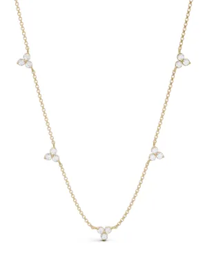 Roberto Coin 18k Yellow Gold 5 Station Diamond Flower Necklace