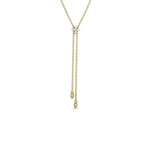 Roberto Coin 18k Yellow Gold Diamond Flower Lariat Necklace