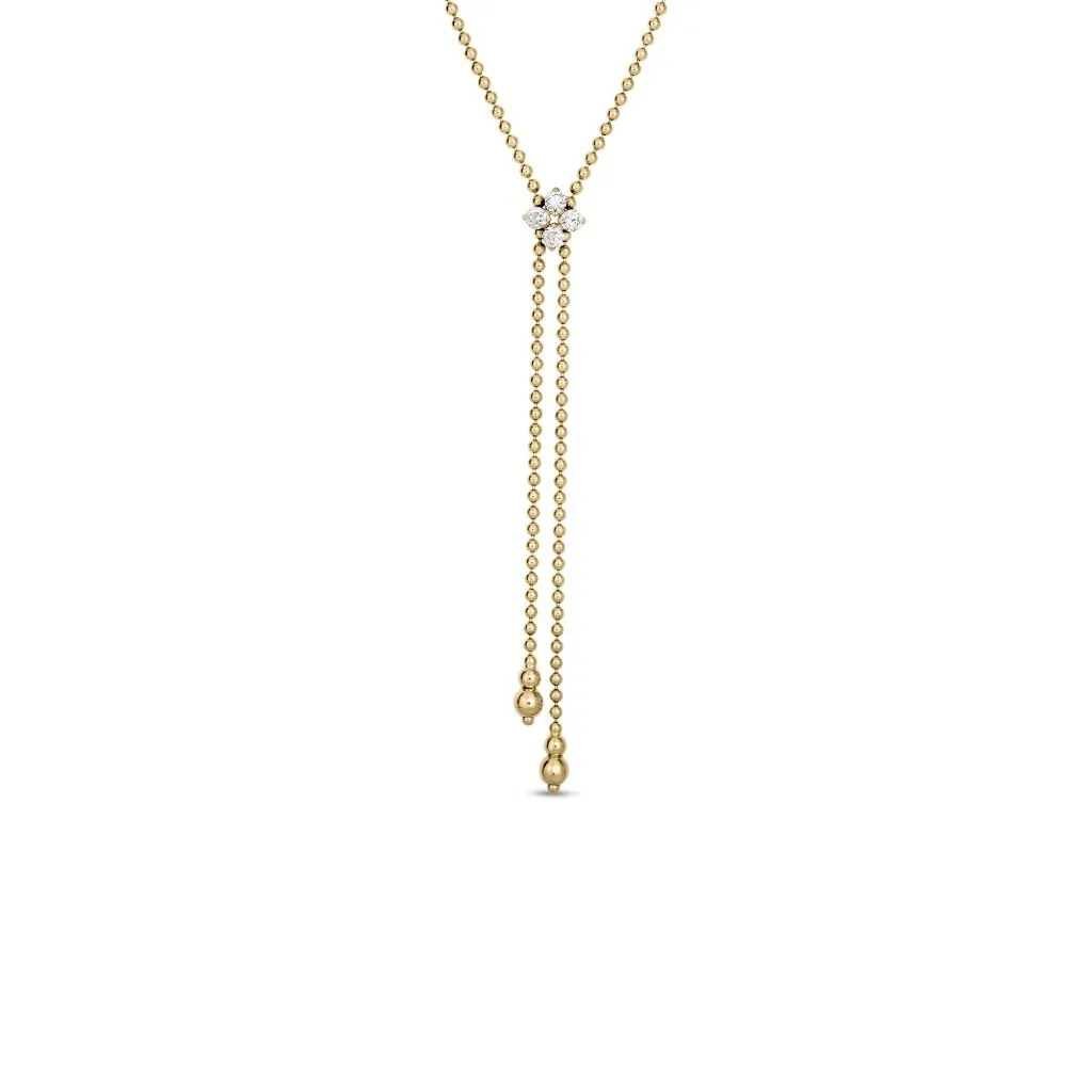 Roberto Coin 18k Yellow Gold Diamond Flower Lariat Necklace