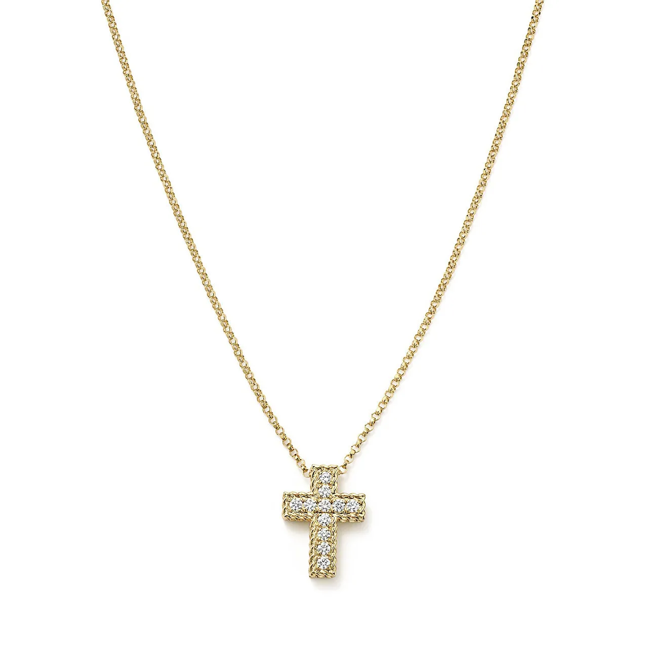 Roberto Coin New Barocco 18K Yellow Gold Diamond Cross Pendant
