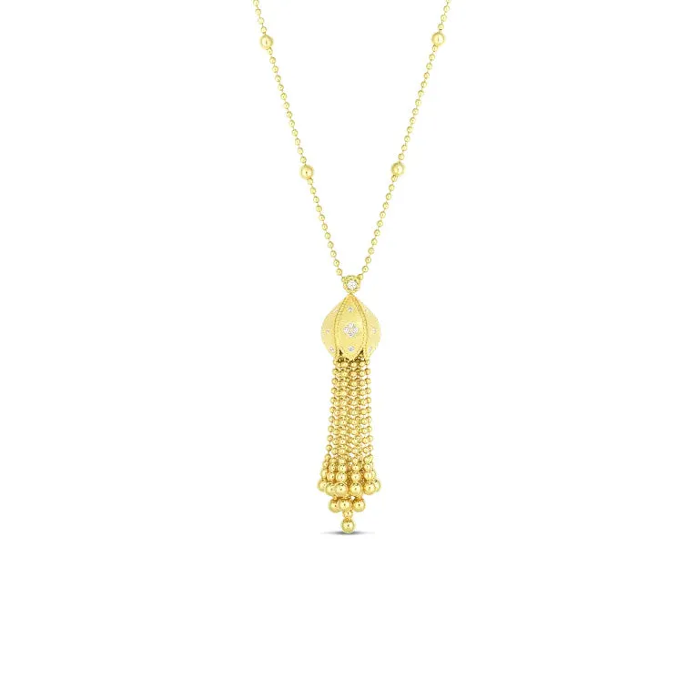 Roberto Coin Princess Diamond 18K Yellow Gold Tassel Necklace