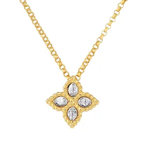 Roberto Coin Princess Flower Diamond Pendant Small 18K Yellow Gold