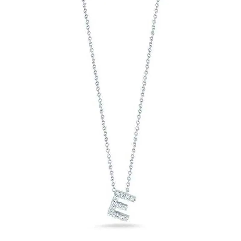 Roberto Coin "E" Love Letter Diamond Pendant Necklace