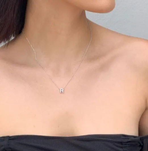 Roberto Coin Tiny Treasures 18K White Gold Diamond Love Letter 'E' Necklace