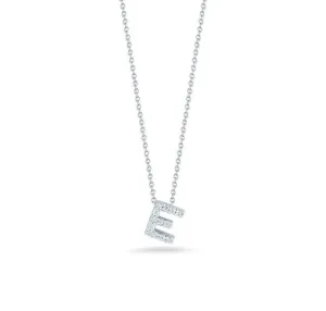 Roberto Coin Tiny Treasures 18K White Gold Diamond Love Letter 'E' Necklace