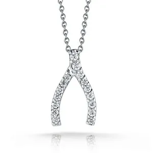Roberto Coin Tiny Treasures Wishbone Necklace with Diamonds