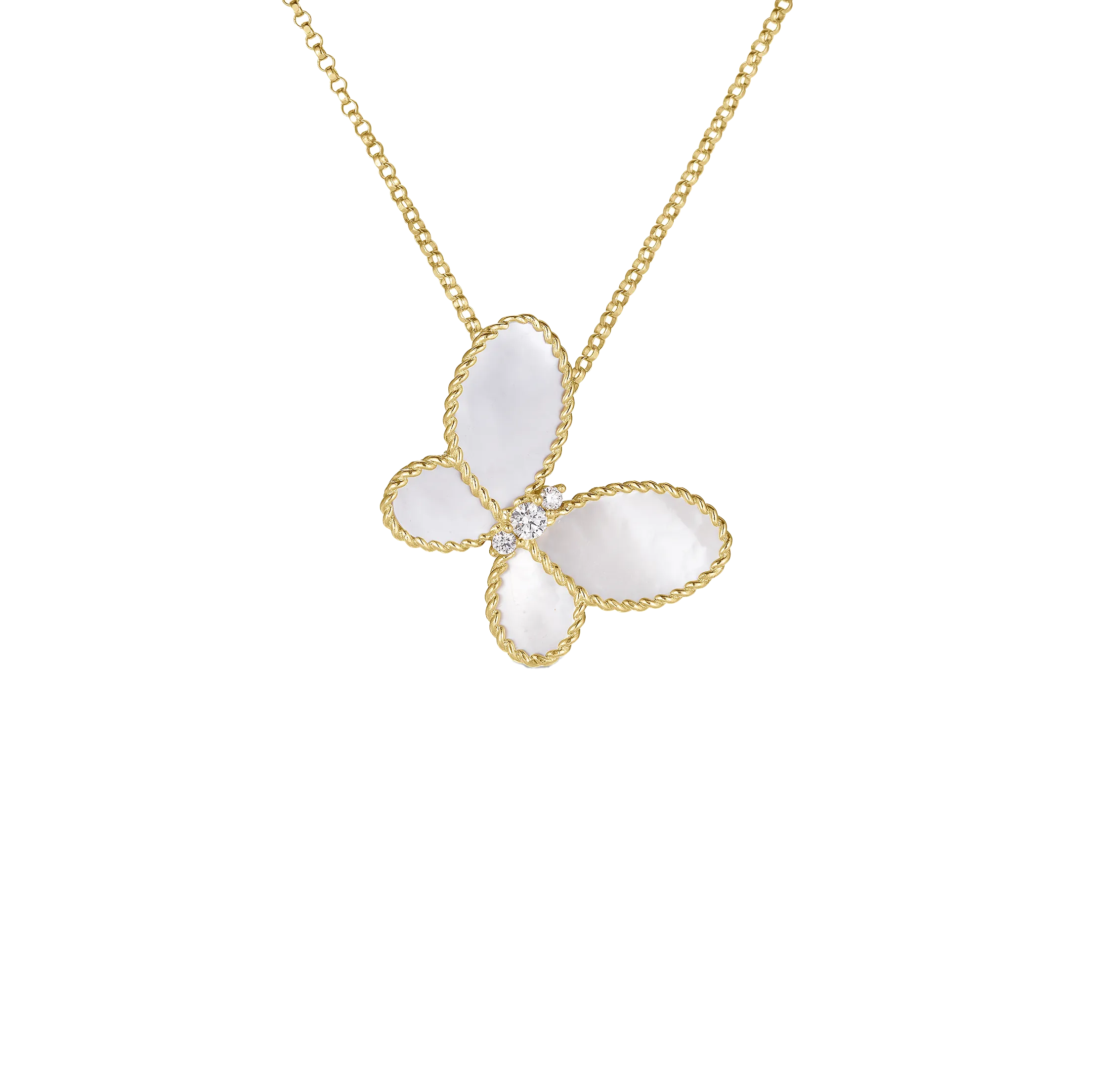 Roberto Coin Yellow Gold Mother-of-Pearl and Diamond Butterfly Pendant