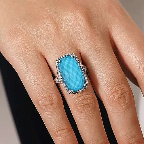 Rock Crystal Turquoise Ring