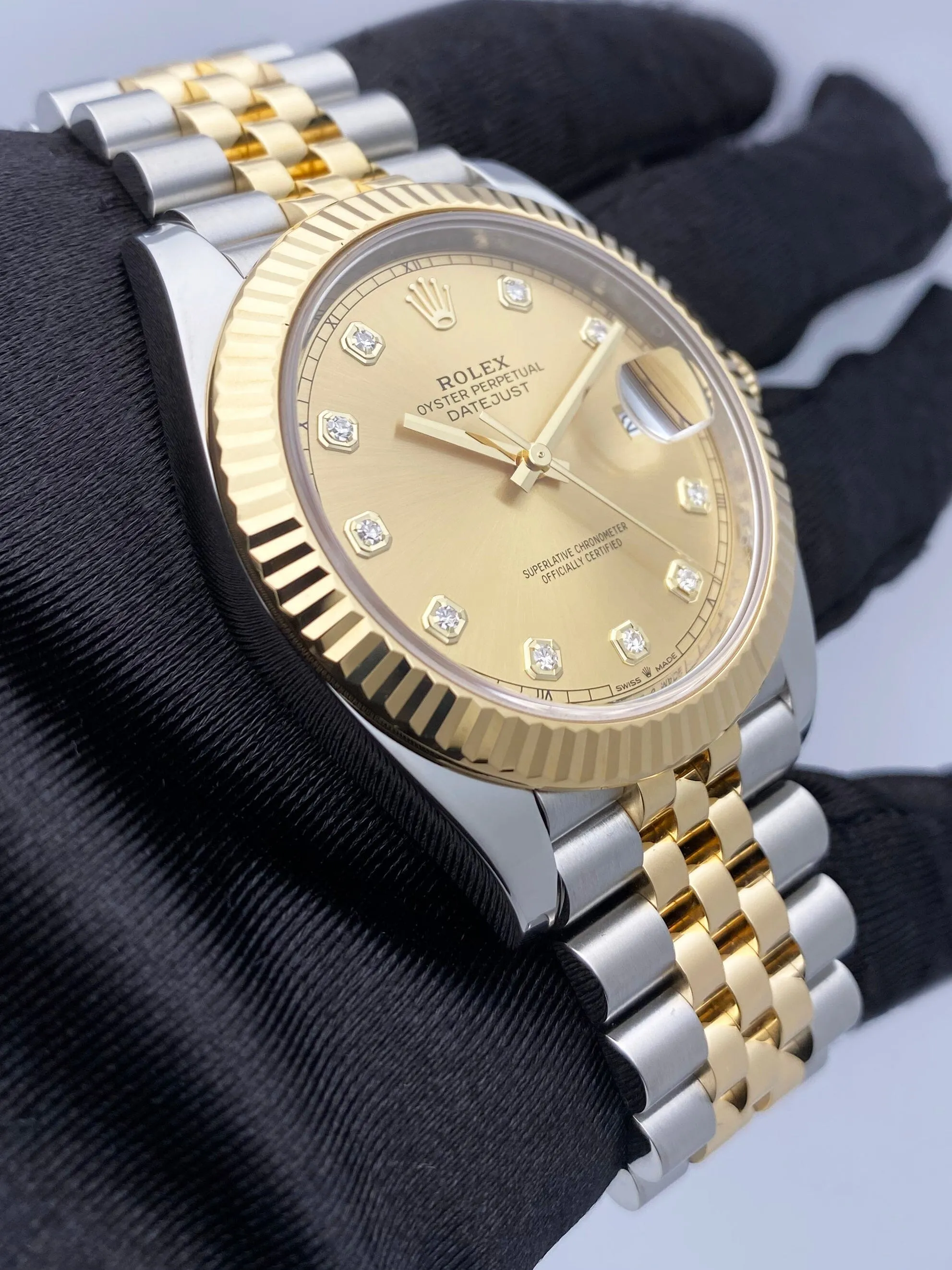Rolex Datejust 41 126333 Diamond Dial Mens Watch Box Papers