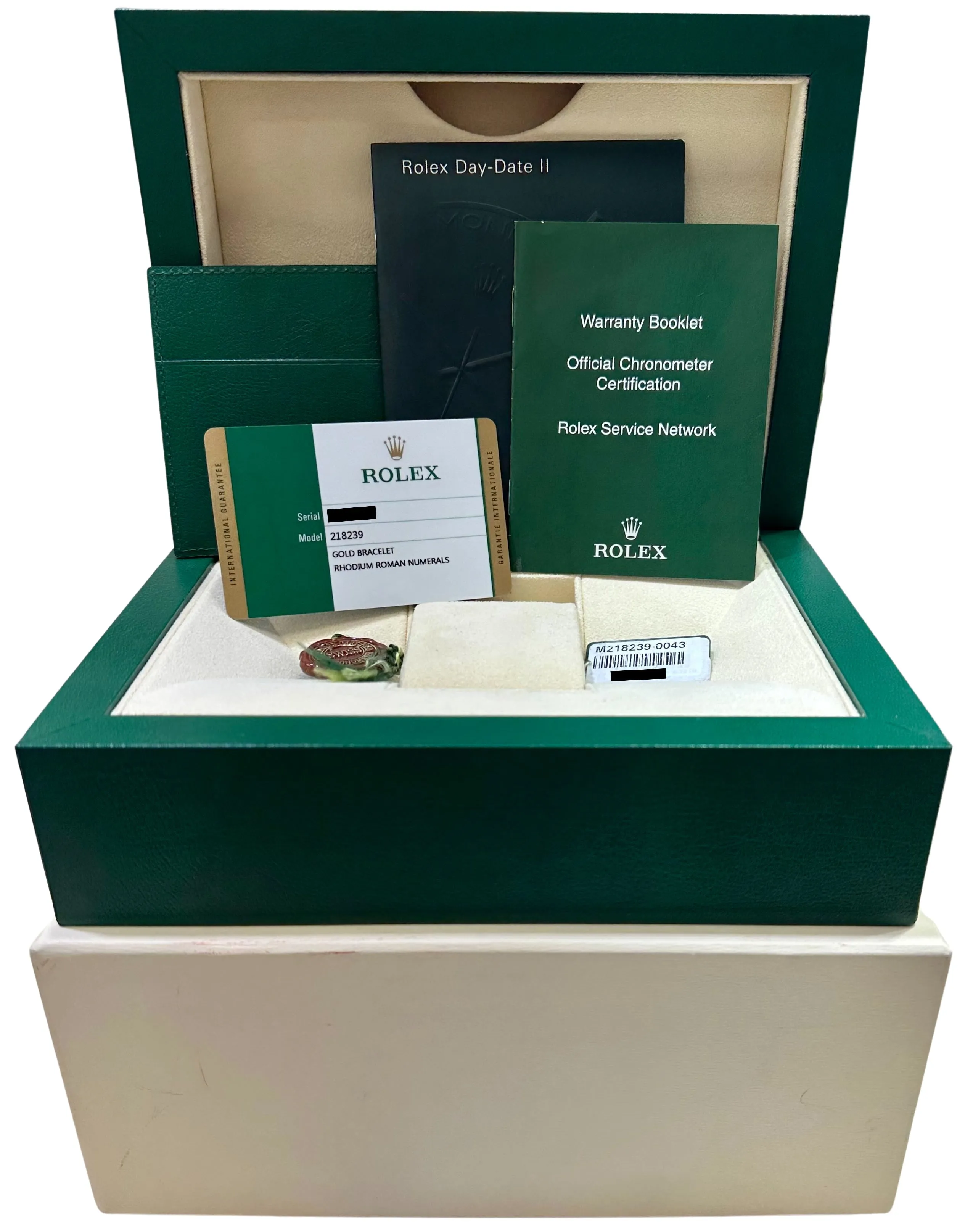 Rolex Day-Date II Presidential 41mm Silver Roman 18K White Gold 218239 B P