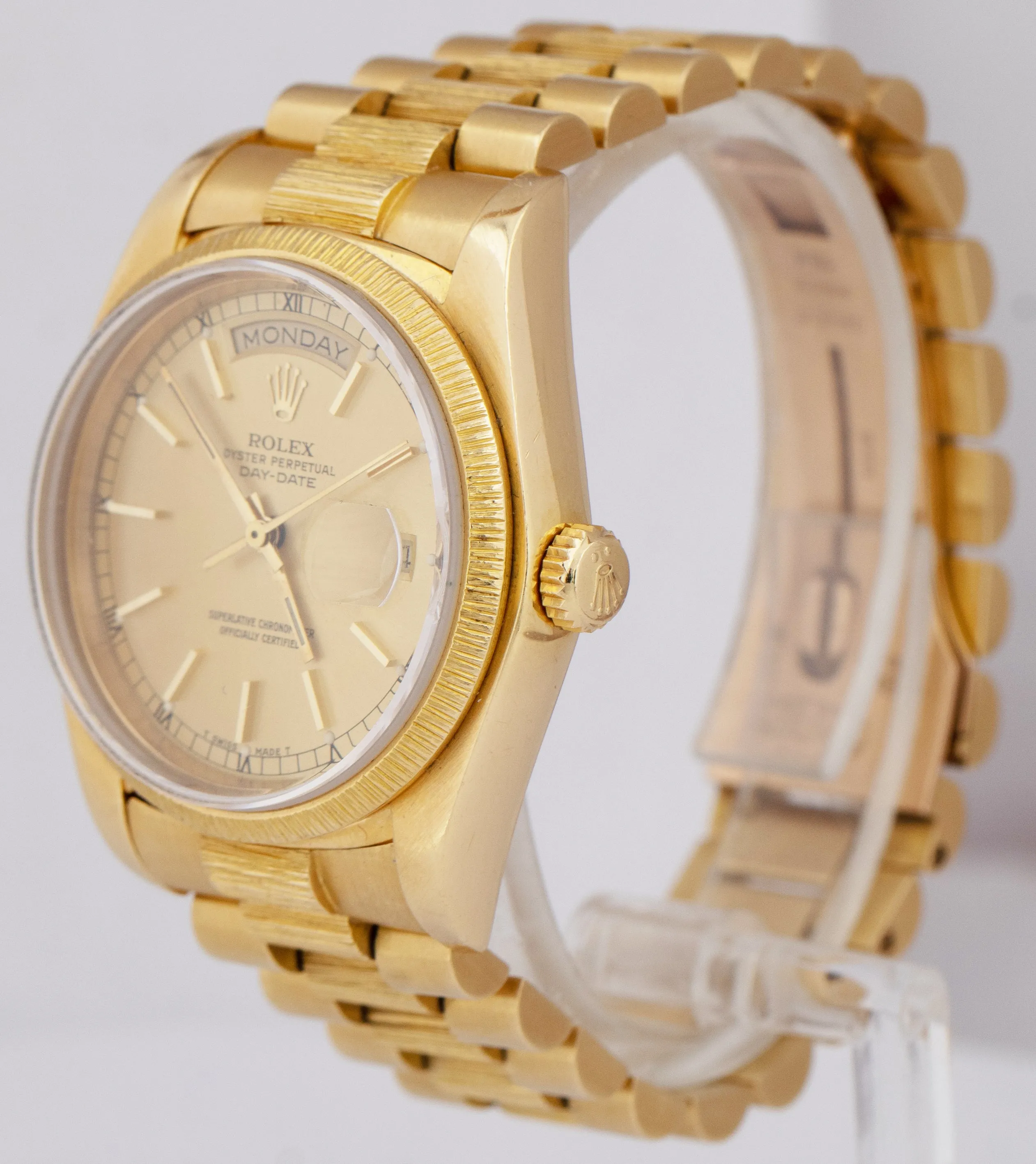 Rolex Day-Date President 36mm Champagne Bark 18K Yellow Gold Watch 18078 B P