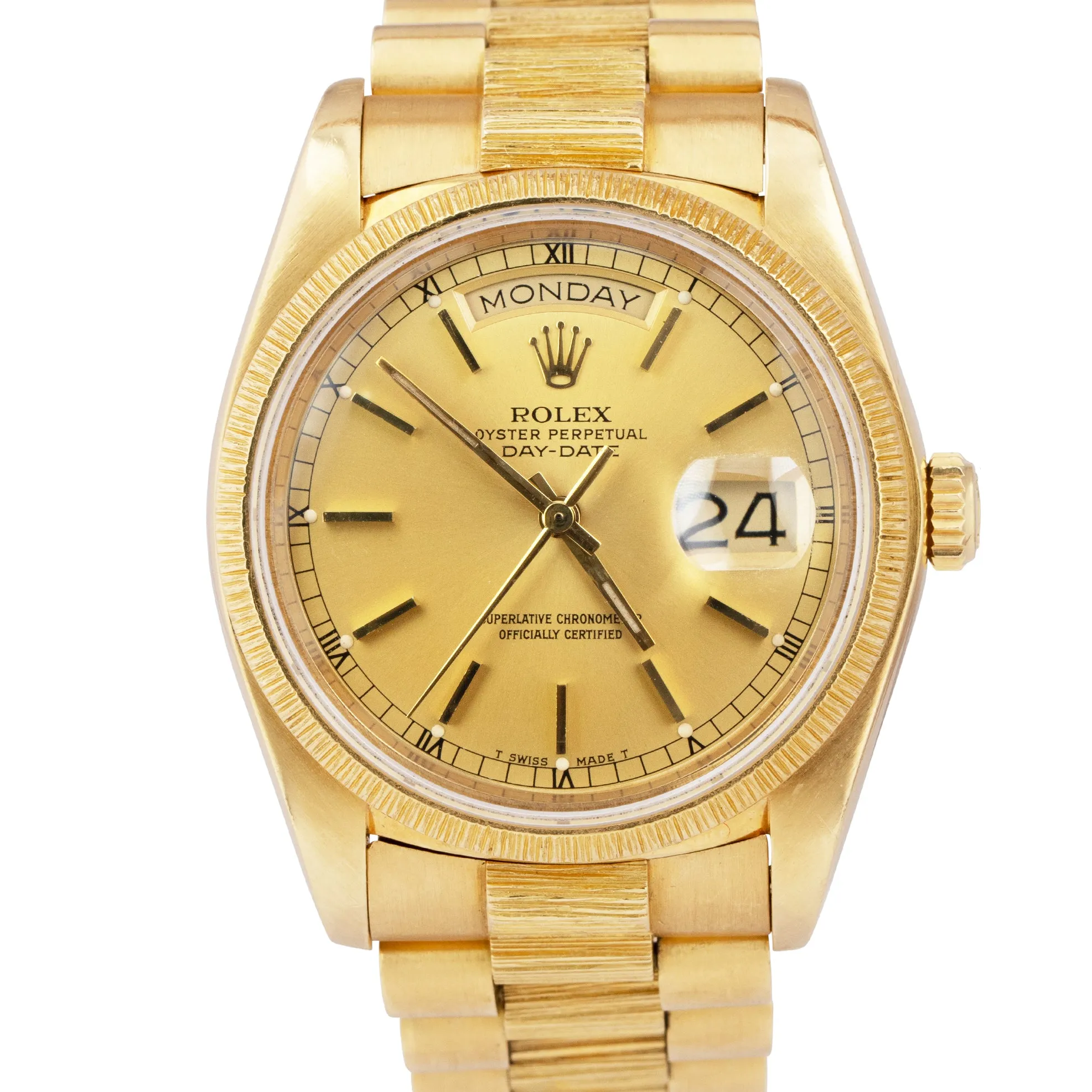 Rolex Day-Date President 36mm Champagne Bark 18K Yellow Gold Watch 18078 B P