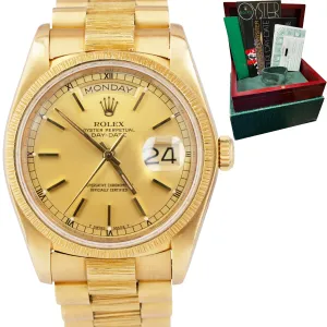 Rolex Day-Date President 36mm Champagne Bark 18K Yellow Gold Watch 18078 B P