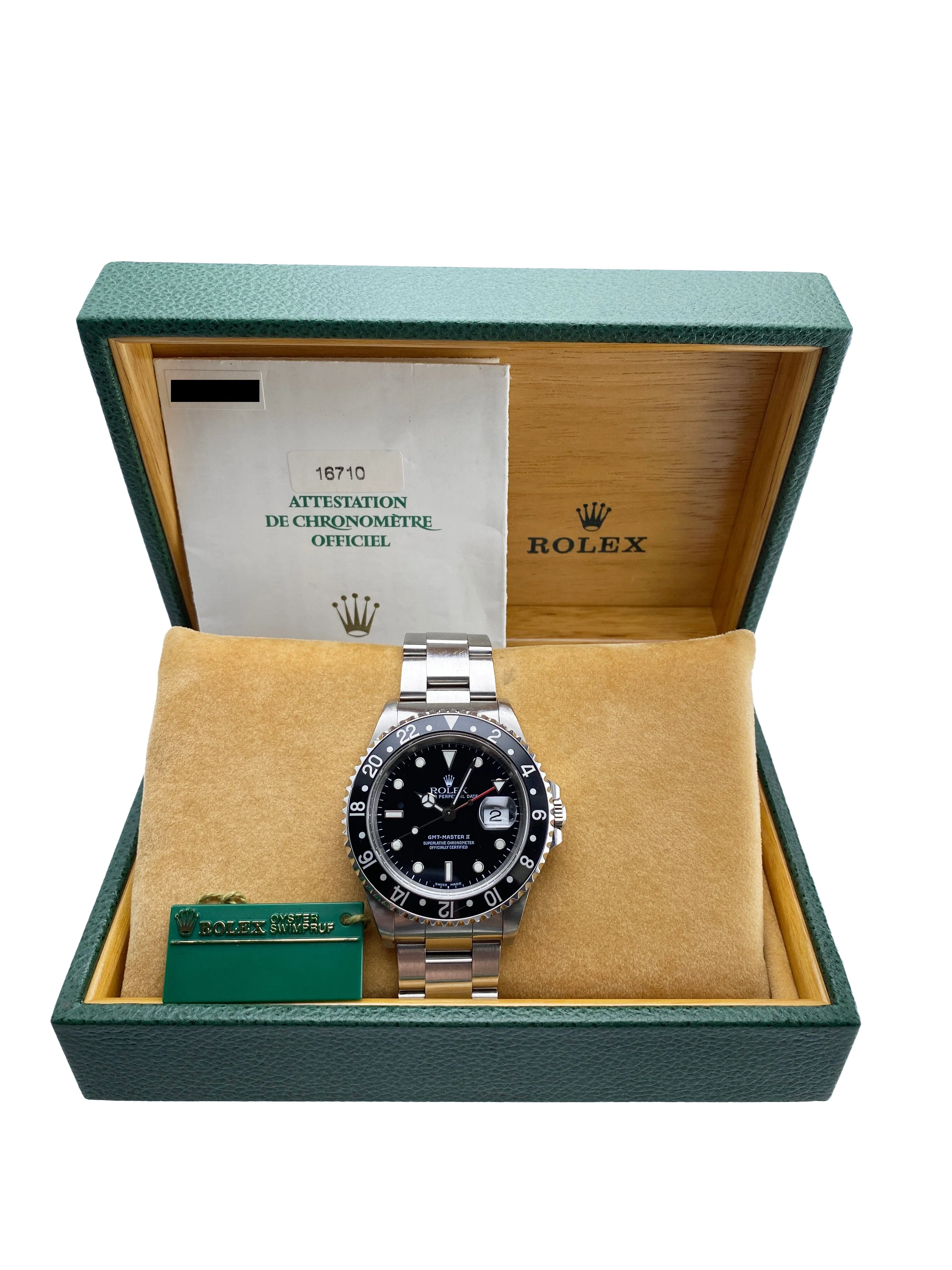 Rolex GMT Master II 16710 Stainless Steel Mens Watch Box Papers