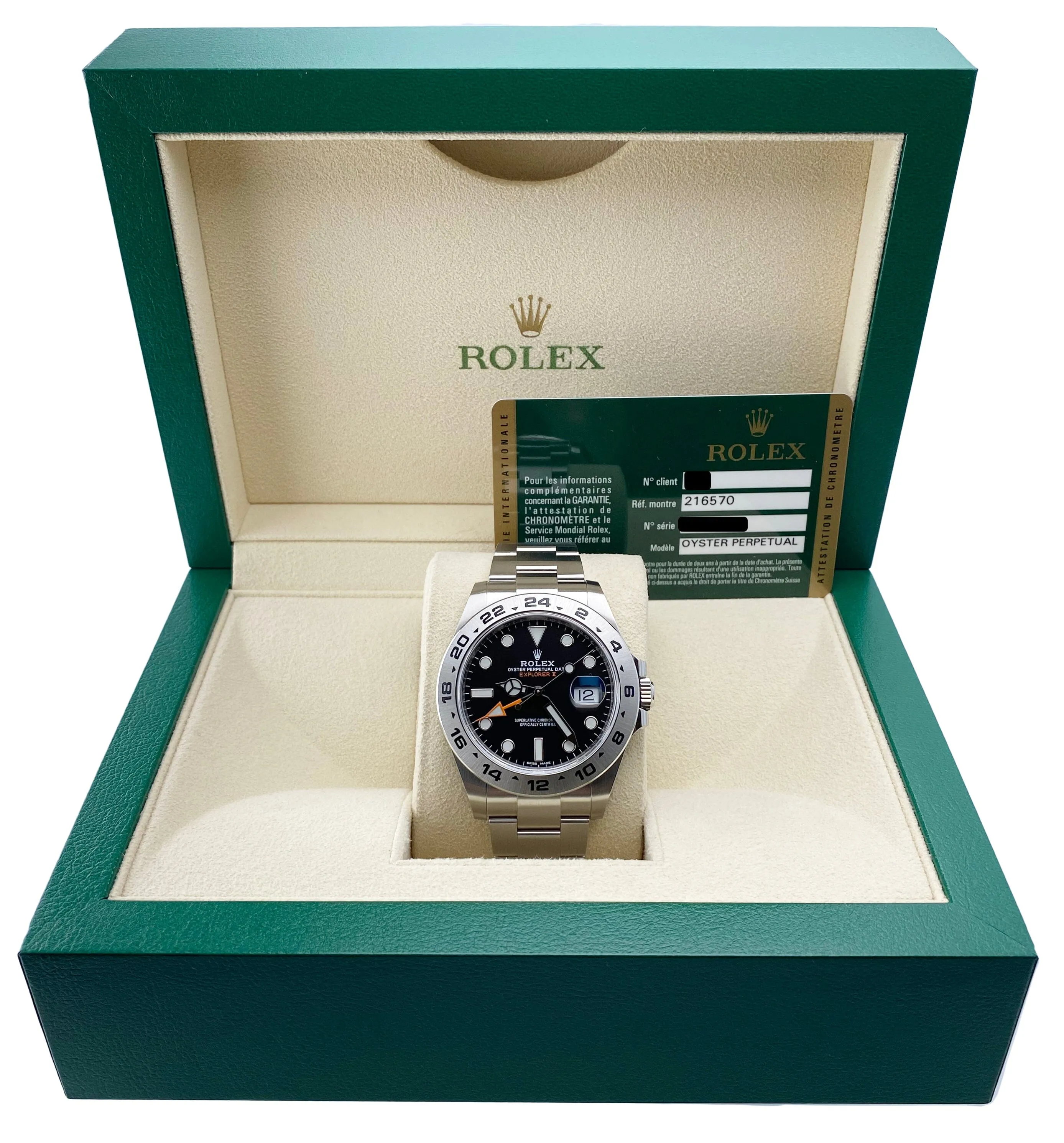Rolex Oyster Perpetual Explorer II 216570 Black Dial Mens Watch Box Papers