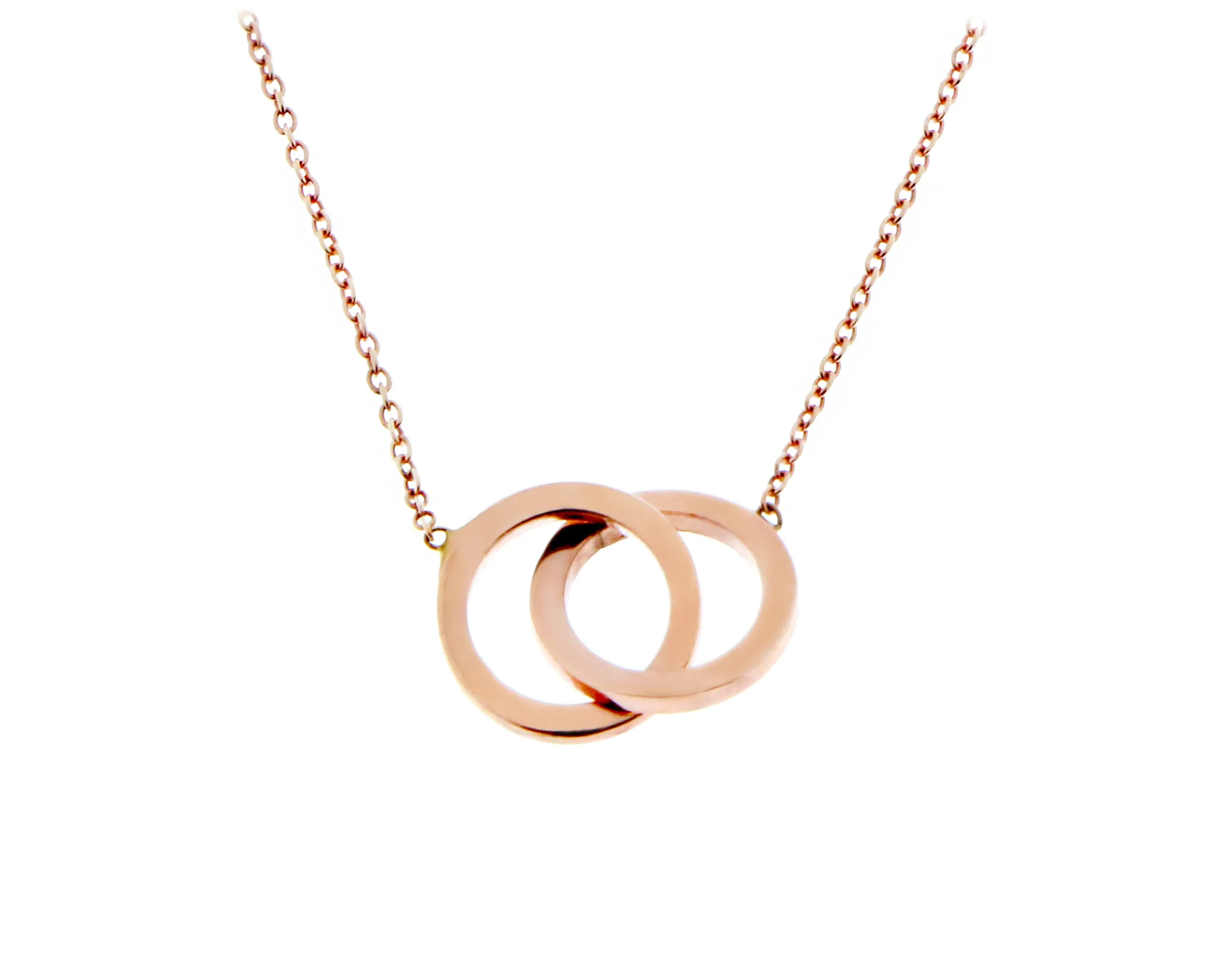 Rose gold necklace with a double open circle