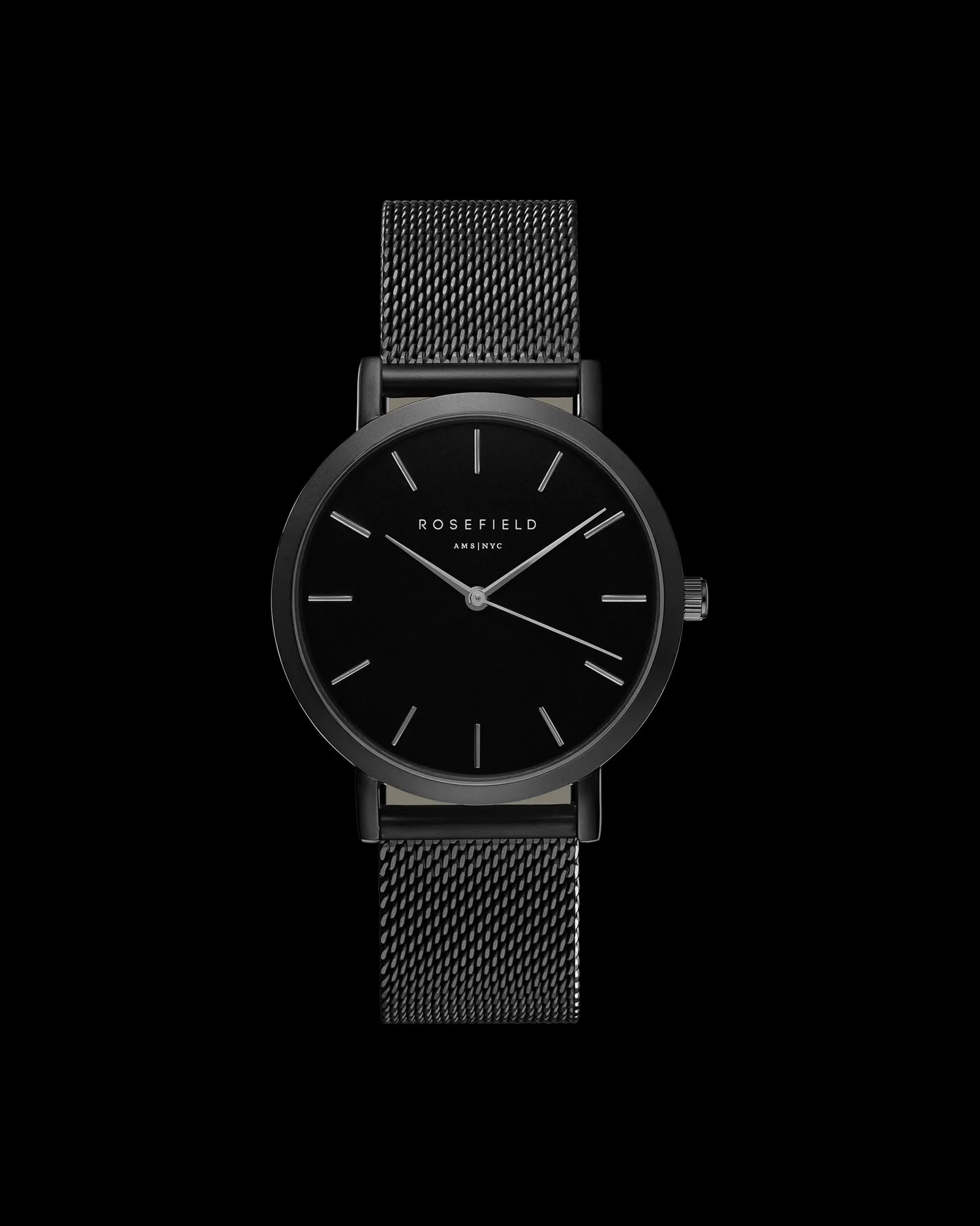 Rosefield Mercer Black Mesh Watch