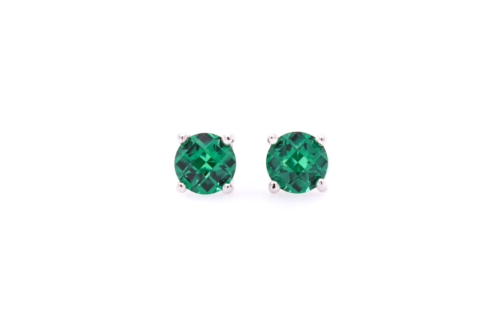 Round Cut Emerald Earrings