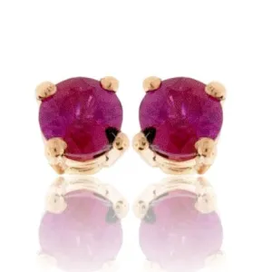 Round Ruby Basket Stud Earrings