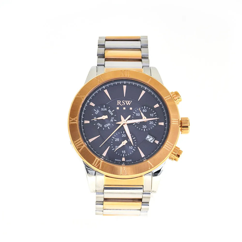 RSW Men's Stainless Steel Watch With Two-Tone RG & Silver Metal