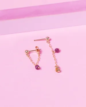 RUBY 14K GOLD FILLED HUGGIE EARRINGS