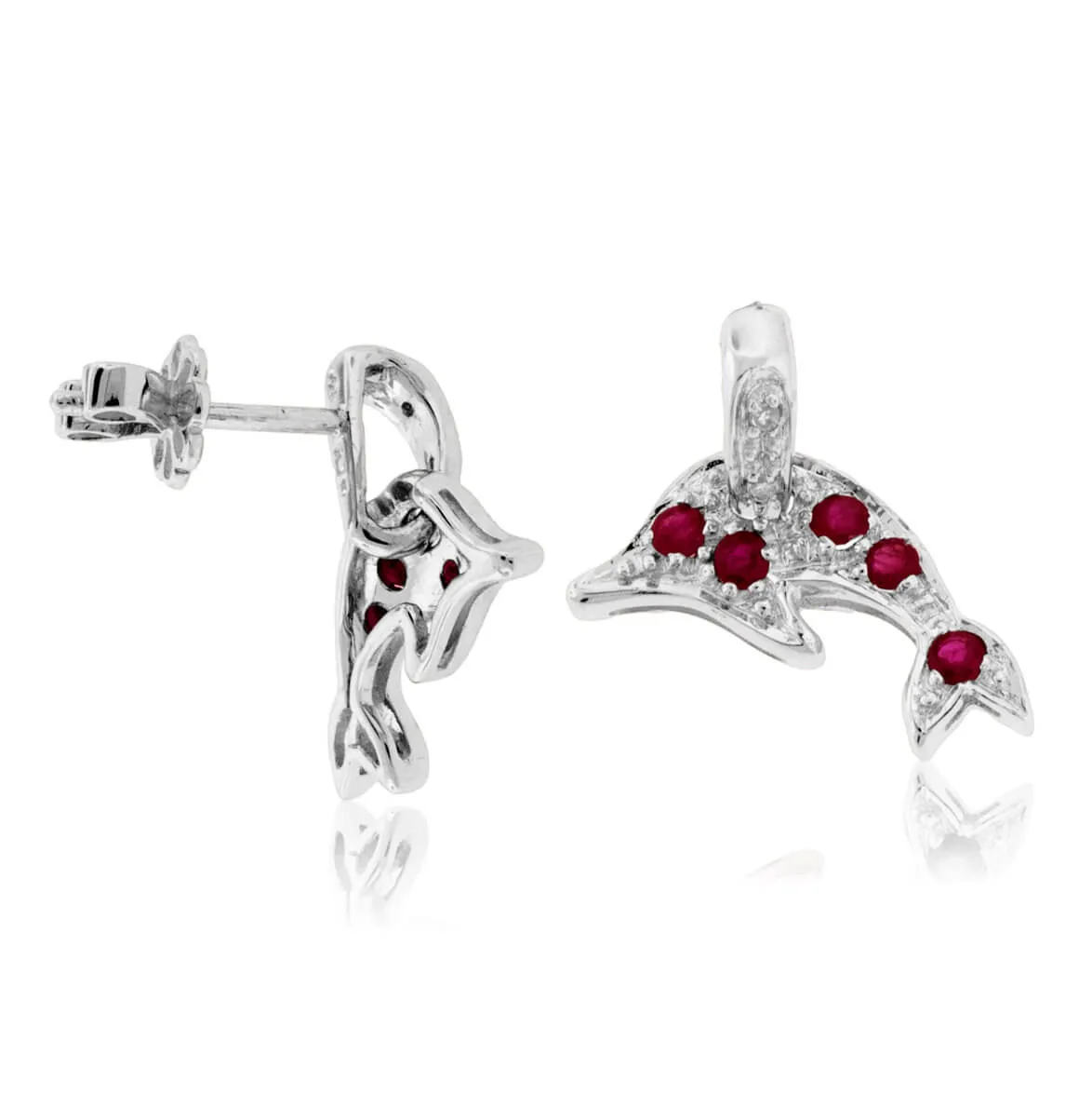 Ruby & Diamond Dolphin Earrings