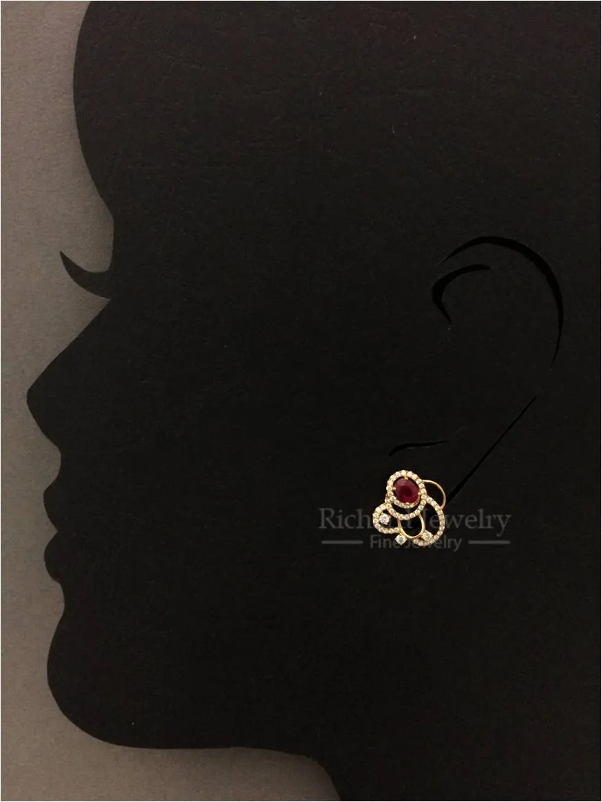 Ruby & Diamond Open-space Wavy Earrings