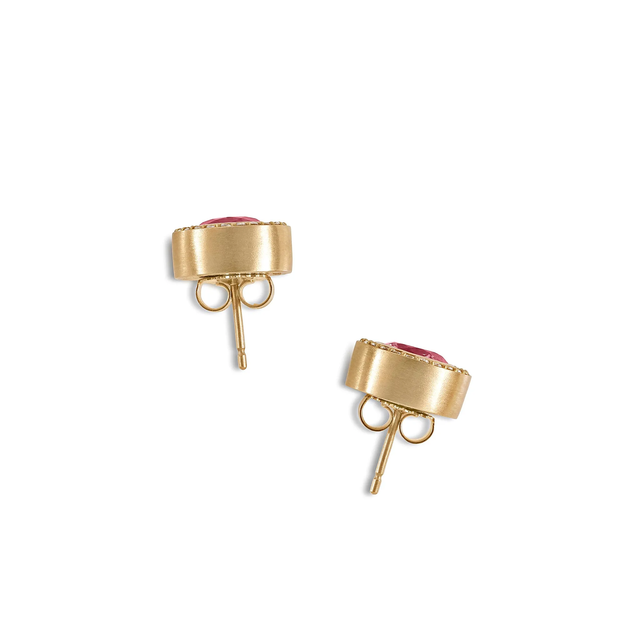 Ruby and Diamond Pave Stud Earrings
