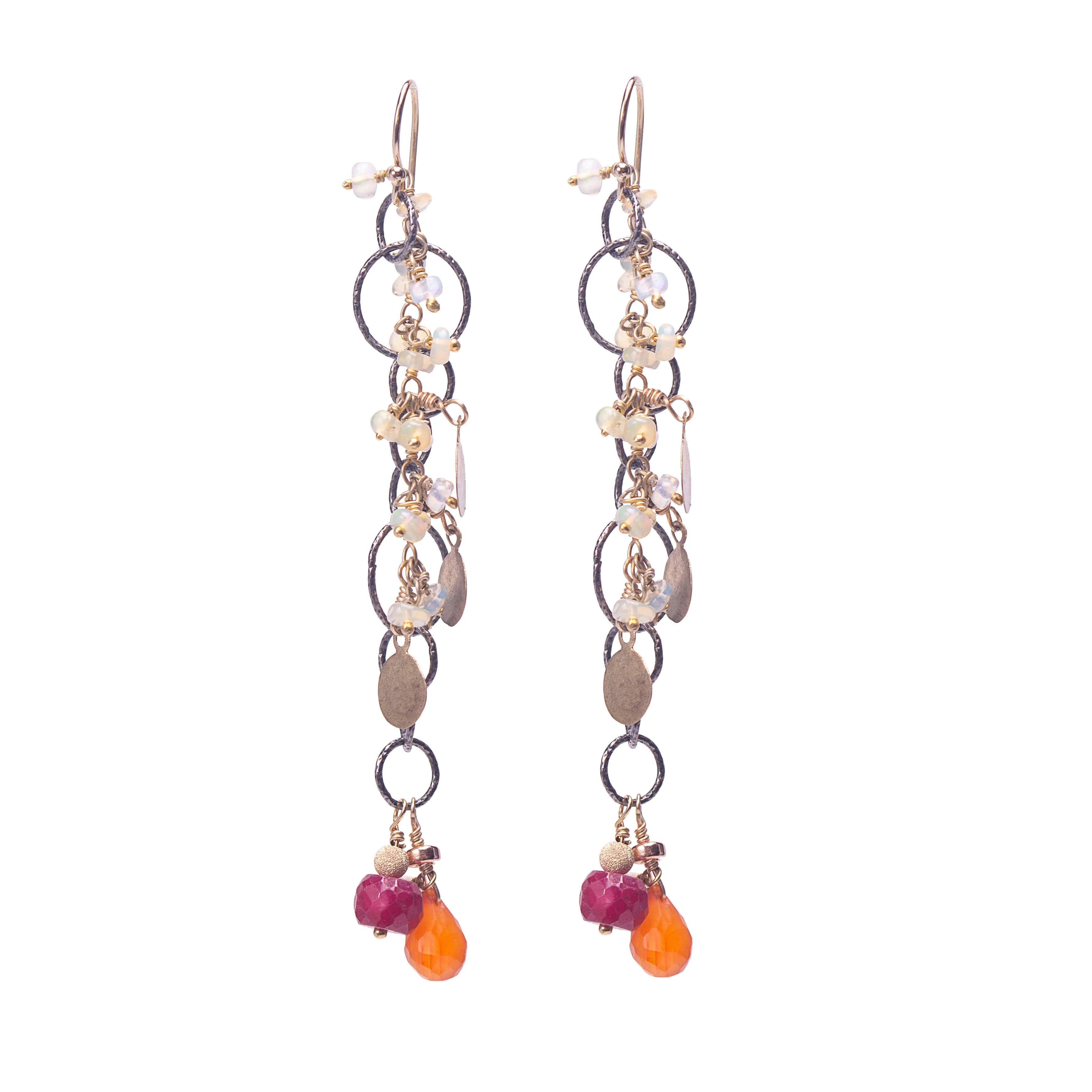 Ruby and Ethiopian Opal Earrings