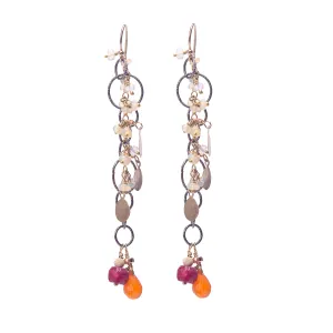 Ruby and Ethiopian Opal Earrings