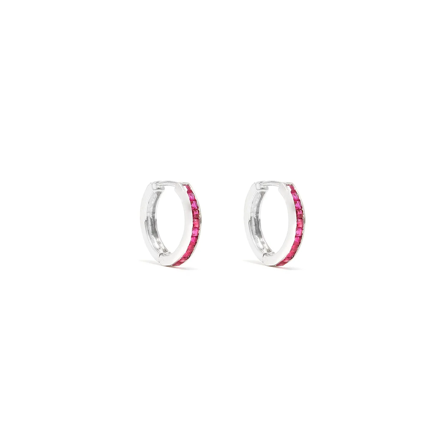 Ruby Baguette Hoop Earrings