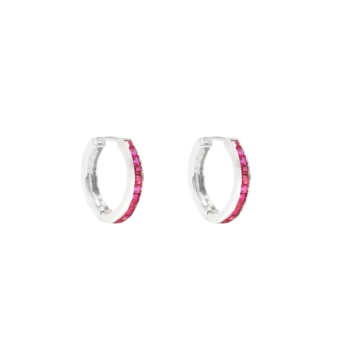Ruby Baguette Hoop Earrings