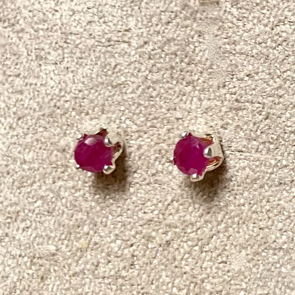 Ruby Faceted Post Earrings
