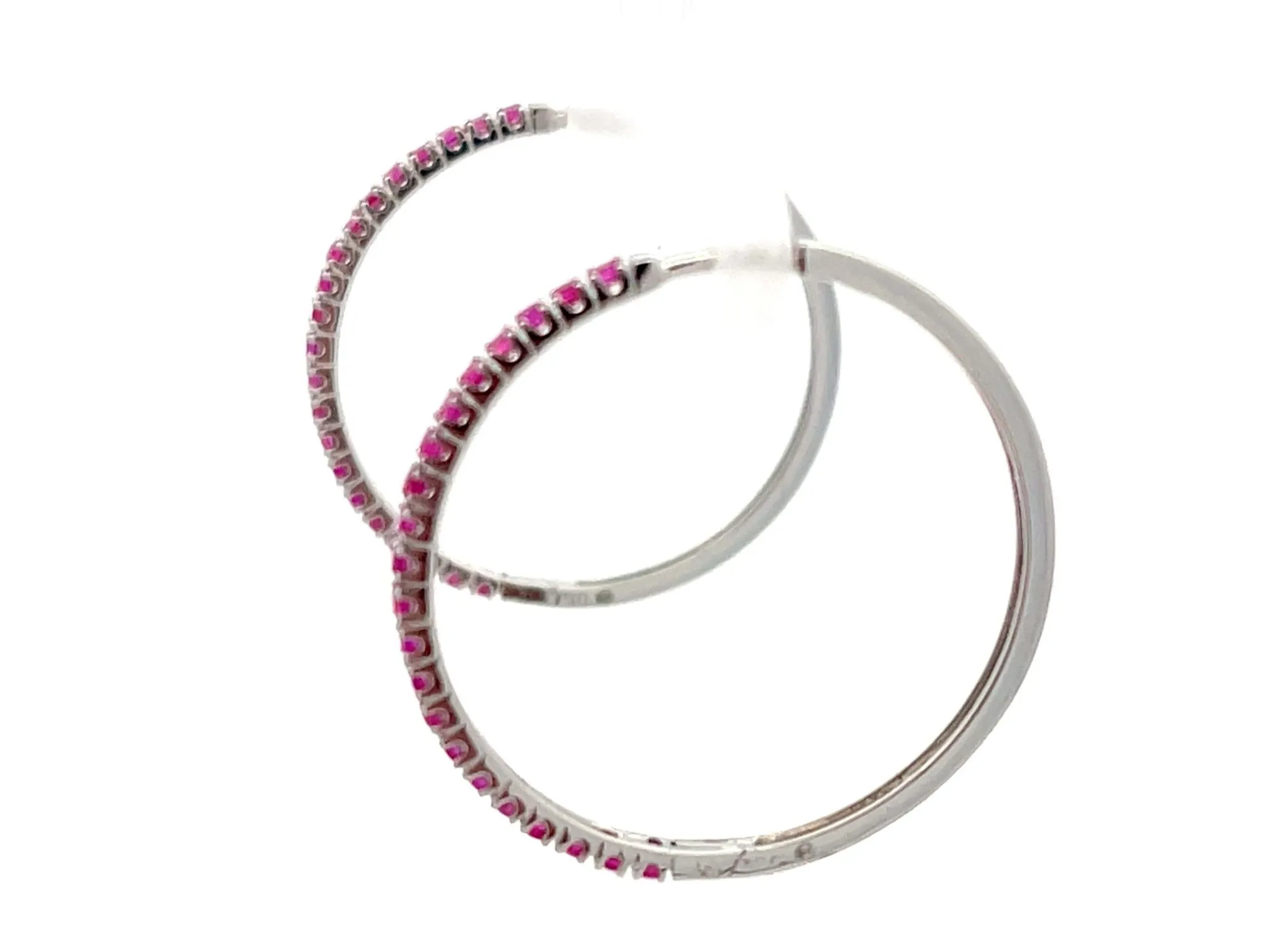 Ruby Hoop Earrings in 18k White Gold