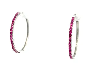 Ruby Hoop Earrings in 18k White Gold