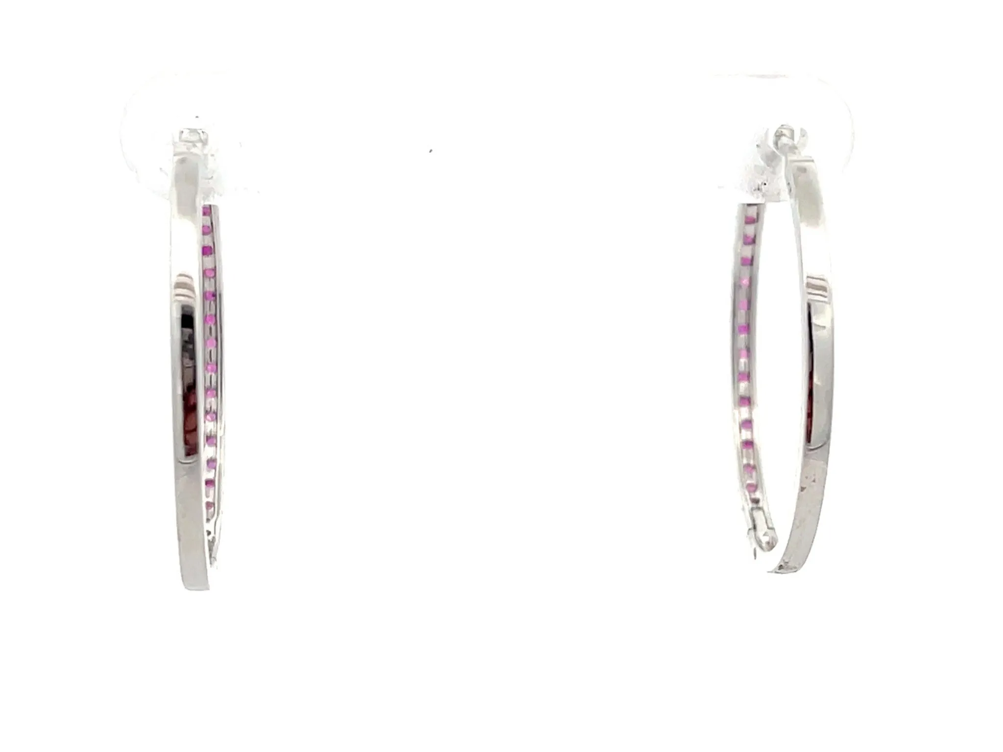 Ruby Hoop Earrings in 18k White Gold