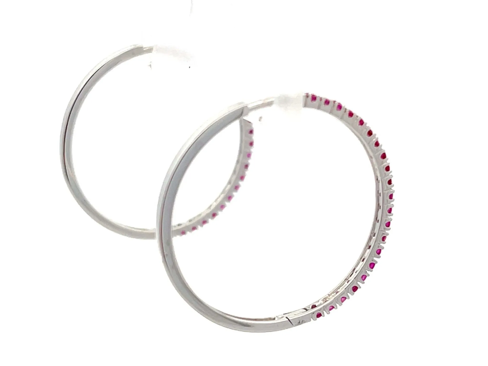 Ruby Hoop Earrings in 18k White Gold